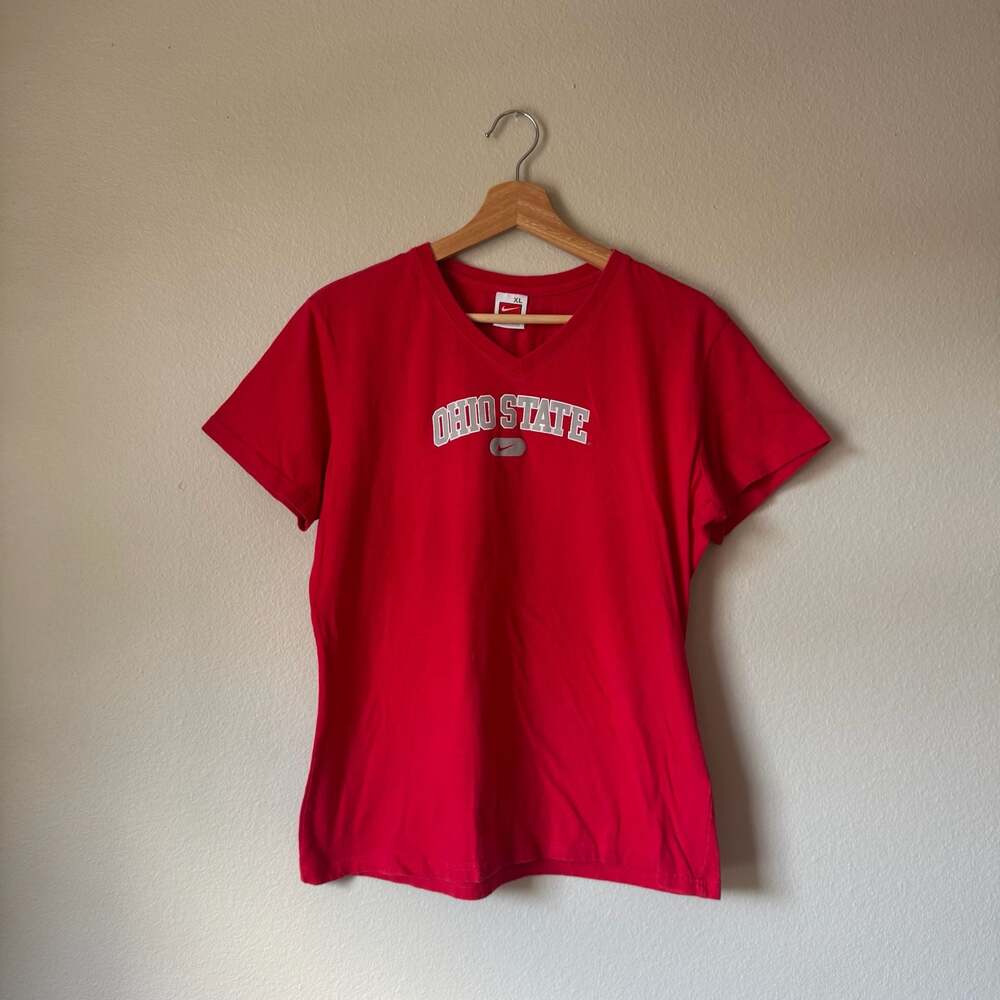 Y2K Nike Team Ohio State Buckeyes Red V Neck T Shirt XL
